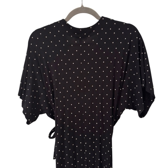 WHISTLES Spot Wrap Jersey Tie Dress Polka Dot Black White Size 6 - Picture 9 of 14